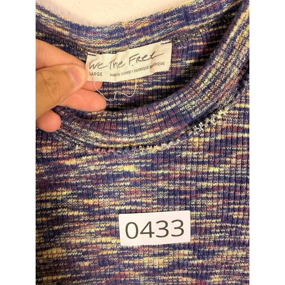 We The Free Out Of Control Tee Size L Cold Shoulder Space Dyed Long Sleeve Boho - Picture 4 of 5